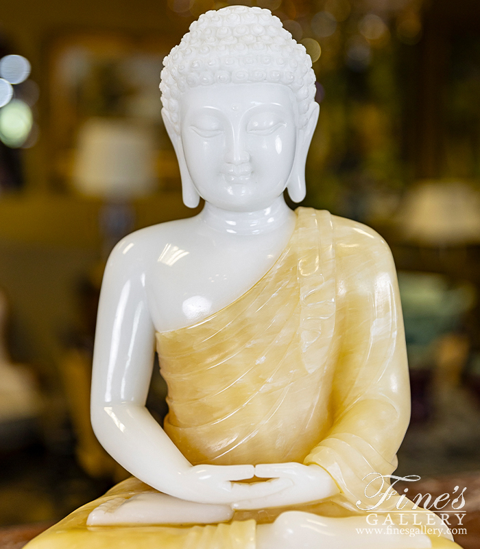 Marble Statues  - 15 Inch Marble And Onyx Buddha Statue  - MS-1436